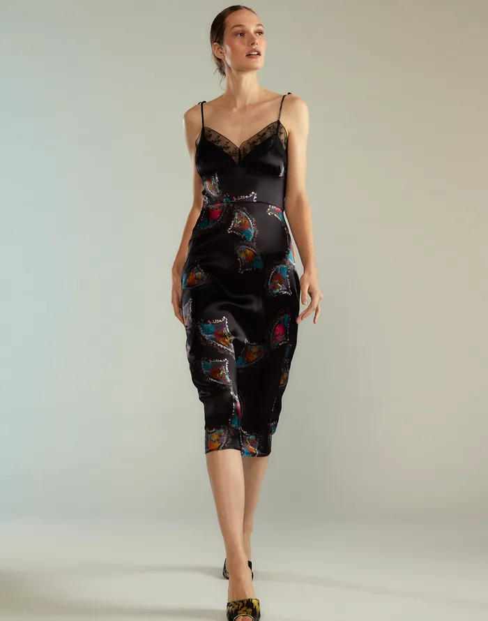 Emi Silk Slip Dress 8211 Blkmul Women Cynthia Rowley Dresses