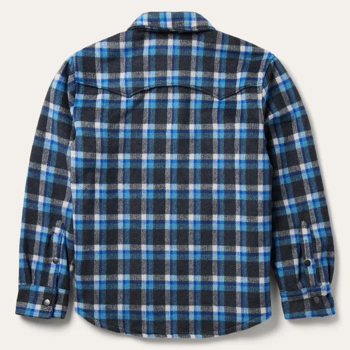 Flannel Shirts Men Stetson Blue Plaid Quilted Shirt Jacket Blue