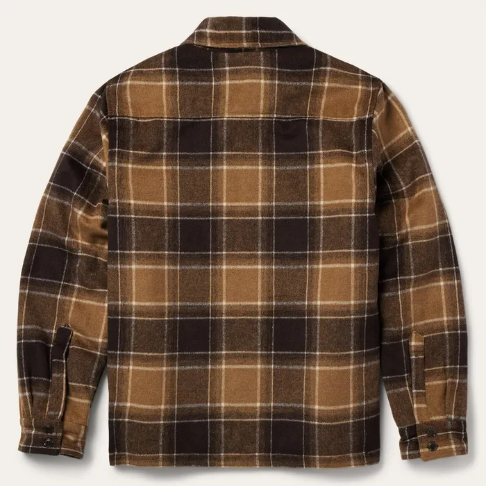 Flannel Shirts Men Stetson Brown Plaid Western Coat Brown