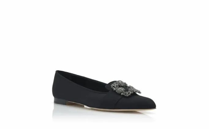 Flats Women Manolo Blahnik MARRIABlack Crepe De Chine Embellished Flat Pumps Flats Women Manolo Blahnik MARRIABlack Crepe De Chine Embellished Flat Pumps