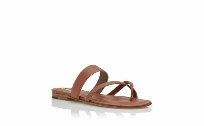 Flats Women Manolo Blahnik SUSACRUBrown Calf Leather Crossover Flat Sandals Flats Women Manolo Blahnik SUSACRUBrown Calf Leather Crossover Flat Sandals
