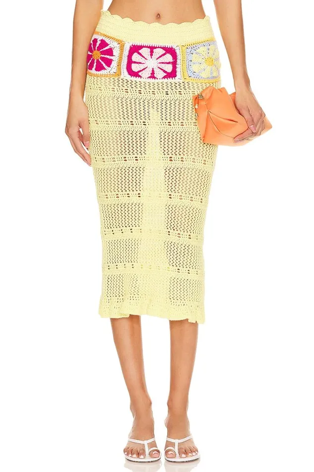 Florence Midi Skirt Yellow Multi Women Lovers and Friends Skirts
