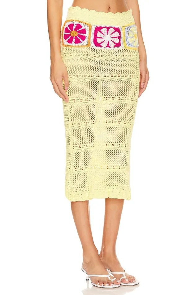 Florence Midi Skirt Yellow Multi Women Lovers and Friends Skirts