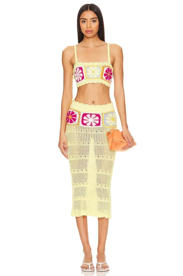 Florence Midi Skirt Yellow Multi Women Lovers and Friends Skirts