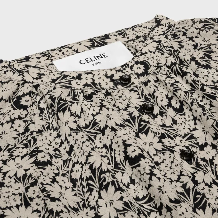 Folk Dress In Viscose Georgette Blackoff White Women CELINE DRESSES AND SKIRTS
