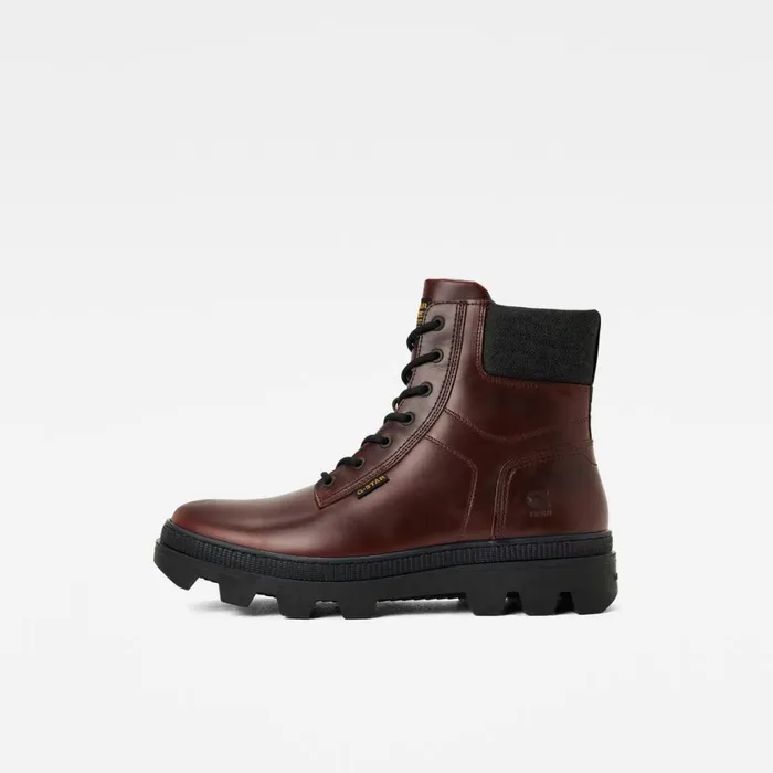 Footwear Men GStar RAW Noxer High Leather Boots Redbrownblack