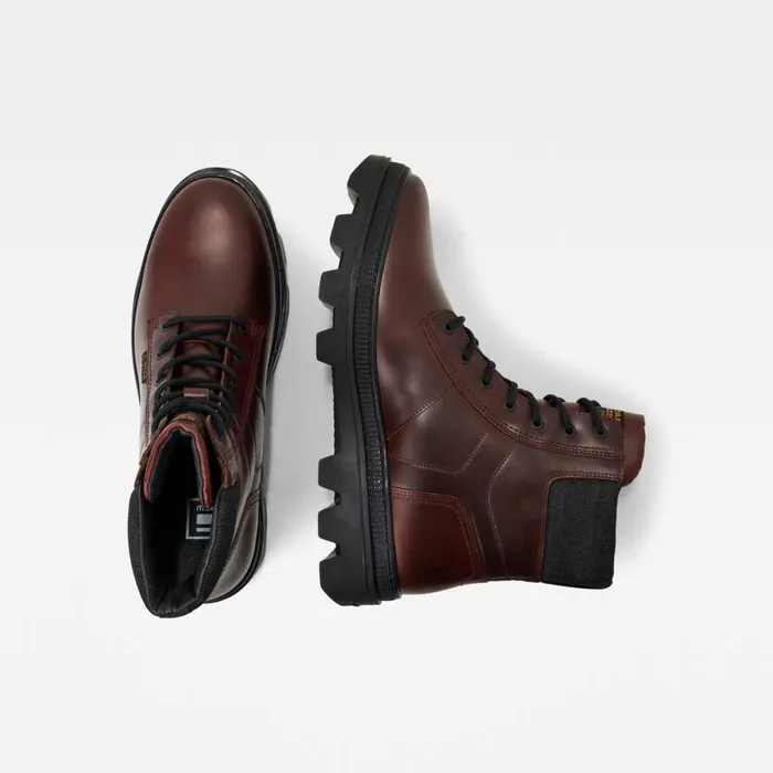 Footwear Men GStar RAW Noxer High Leather Boots Redbrownblack