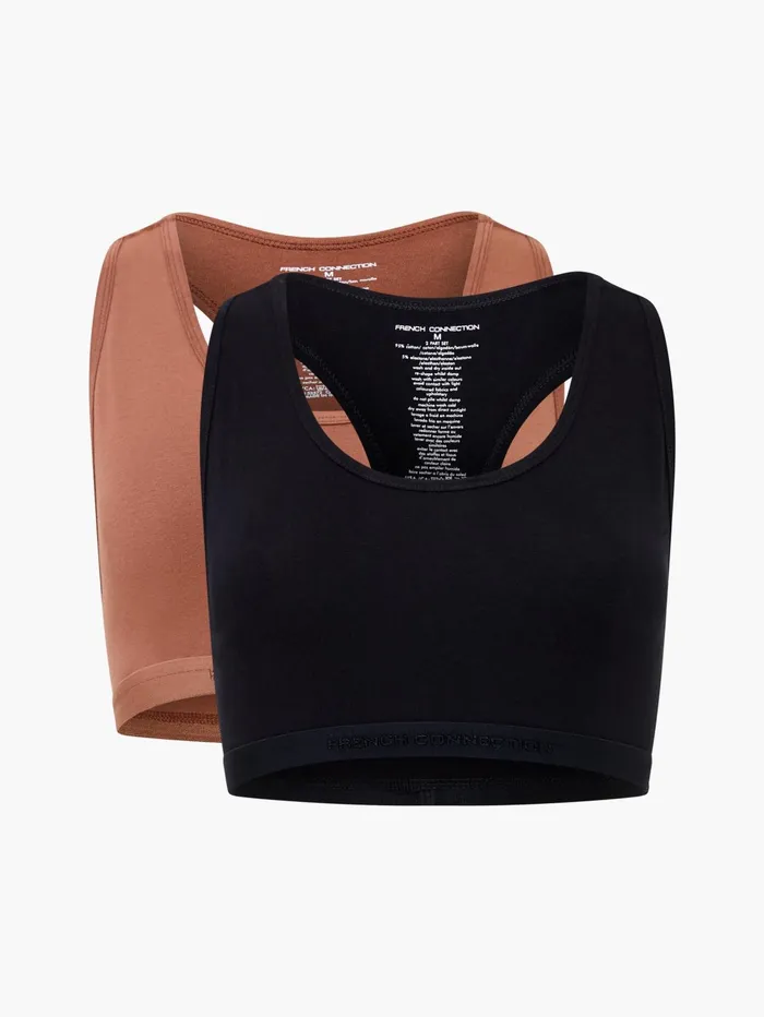 French Connection 2 Pack French Connection Tonal Crop Tops BlackLight Brown Woman Underwear and Socks French Connection 2 Pack French Connection Tonal Crop Tops BlackLight Brown Woman Underwear and Socks