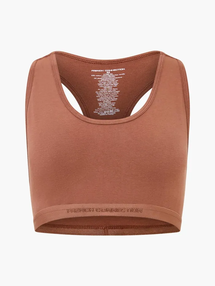 French Connection 2 Pack French Connection Tonal Crop Tops BlackLight Brown Woman Underwear and Socks