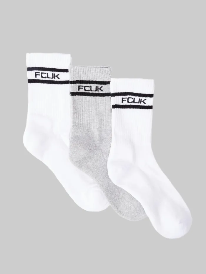 French Connection 3 Pack FCUK Sports Stripe Socks Multi 2 Woman Underwear and Socks French Connection 3 Pack FCUK Sports Stripe Socks Multi 2 Woman Underwear and Socks