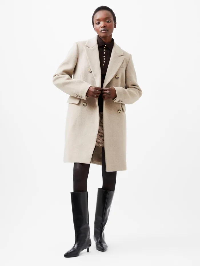 French Connection Adele Felt Coat Beige Woman Coats and Jackets