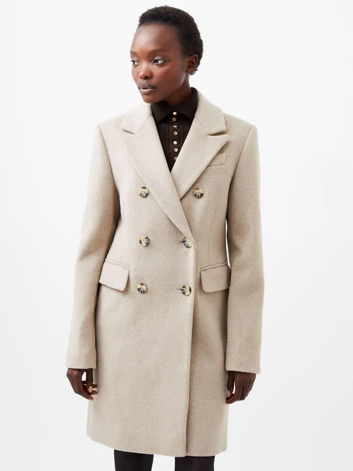French Connection Adele Felt Coat Beige Woman Coats and Jackets