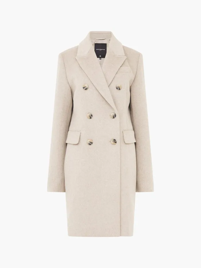 French Connection Adele Felt Coat Beige Woman Coats and Jackets