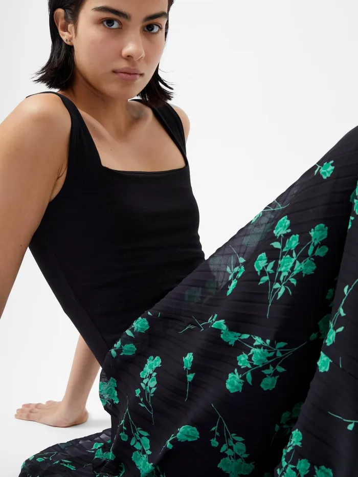 French Connection Alessandra Recycled Pleated Skirt BlackGreen Woman Skirts