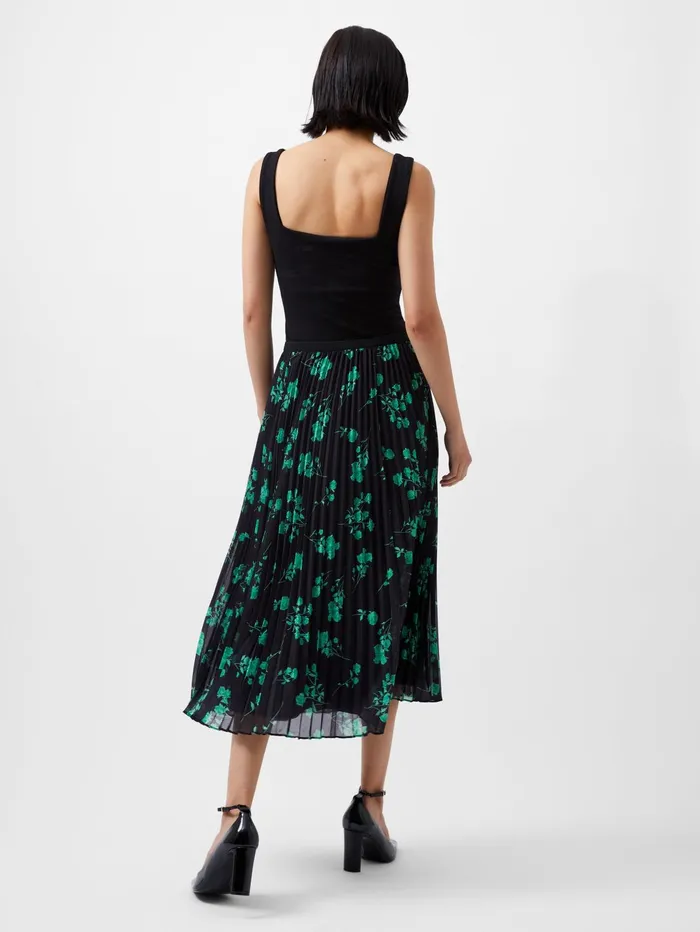 French Connection Alessandra Recycled Pleated Skirt BlackGreen Woman Skirts