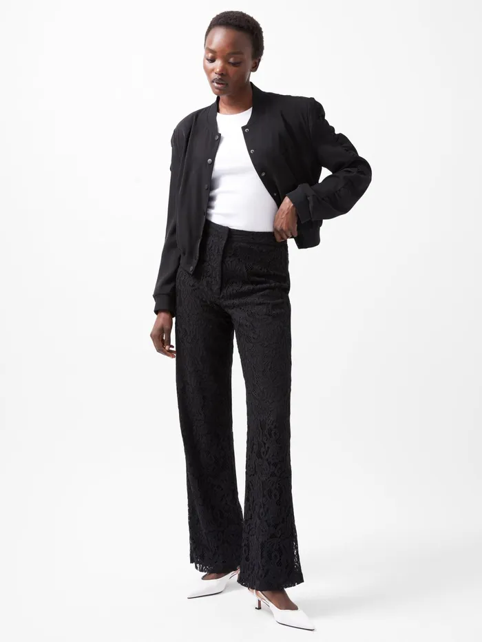 French Connection Asura Lace Flared Trousers Blackout Woman Trousers