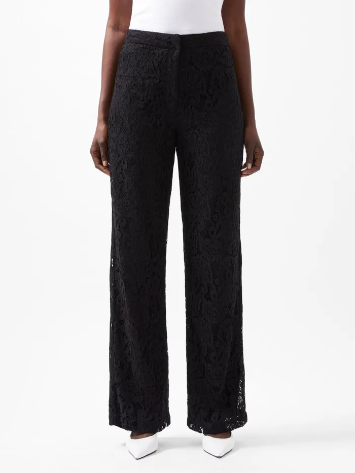 French Connection Asura Lace Flared Trousers Blackout Woman Trousers