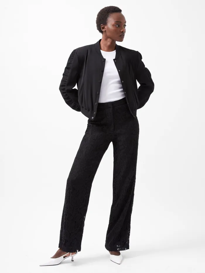 French Connection Asura Lace Flared Trousers Blackout Woman Trousers