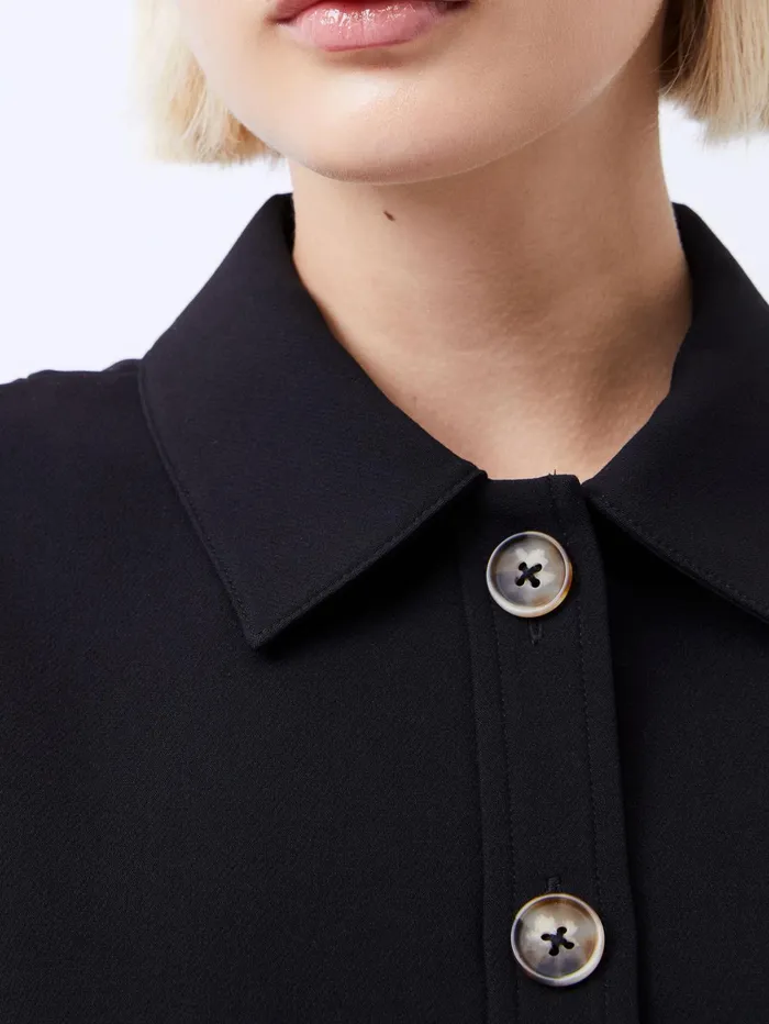 French Connection Azra Twill Sleeveless Button Mini Dress Black Woman Dresses