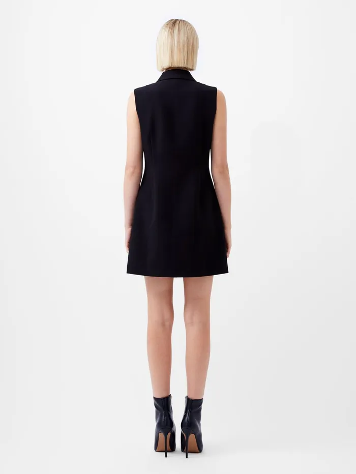 French Connection Azra Twill Sleeveless Button Mini Dress Black Woman Dresses