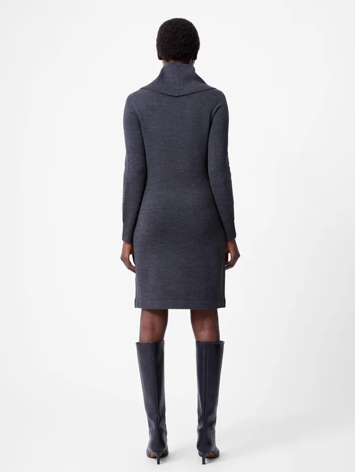 French Connection Babysoft Cowl Neck Knit Dress Charcoal Woman Jumpers and Cardigans
