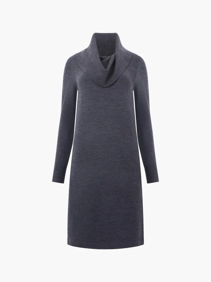 French Connection Babysoft Cowl Neck Knit Dress Charcoal Woman Jumpers and Cardigans