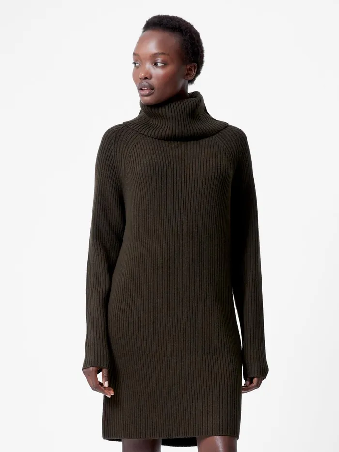 French Connection Babysoft Ribbed Dress Brunswick Green Woman Jumpers and Cardigans