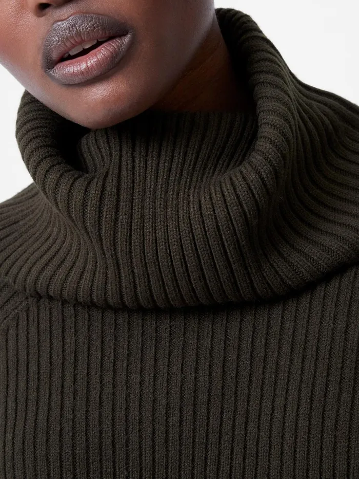 French Connection Babysoft Ribbed Dress Brunswick Green Woman Jumpers and Cardigans