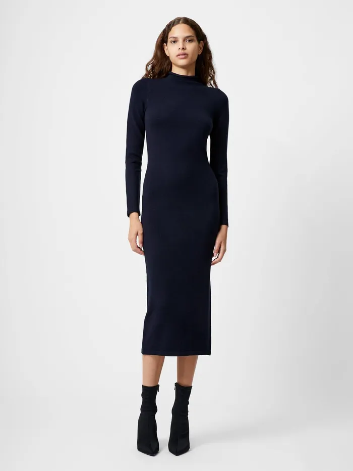 French Connection Babysoft Roll Neck Midi Dress Dark Navy Woman Dresses
