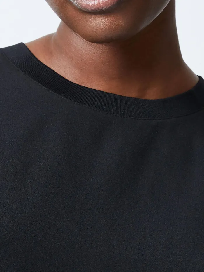 French Connection Caprina Recycled Crepe Crew Neck Top Black Woman Tops