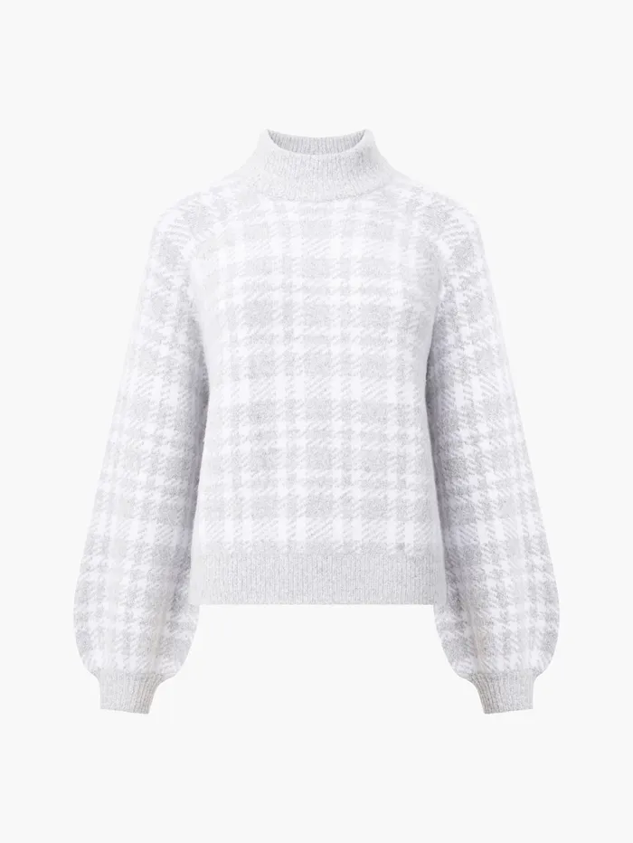 French Connection Check Jumper Pale GreyIvory Woman Jumpers and Cardigans