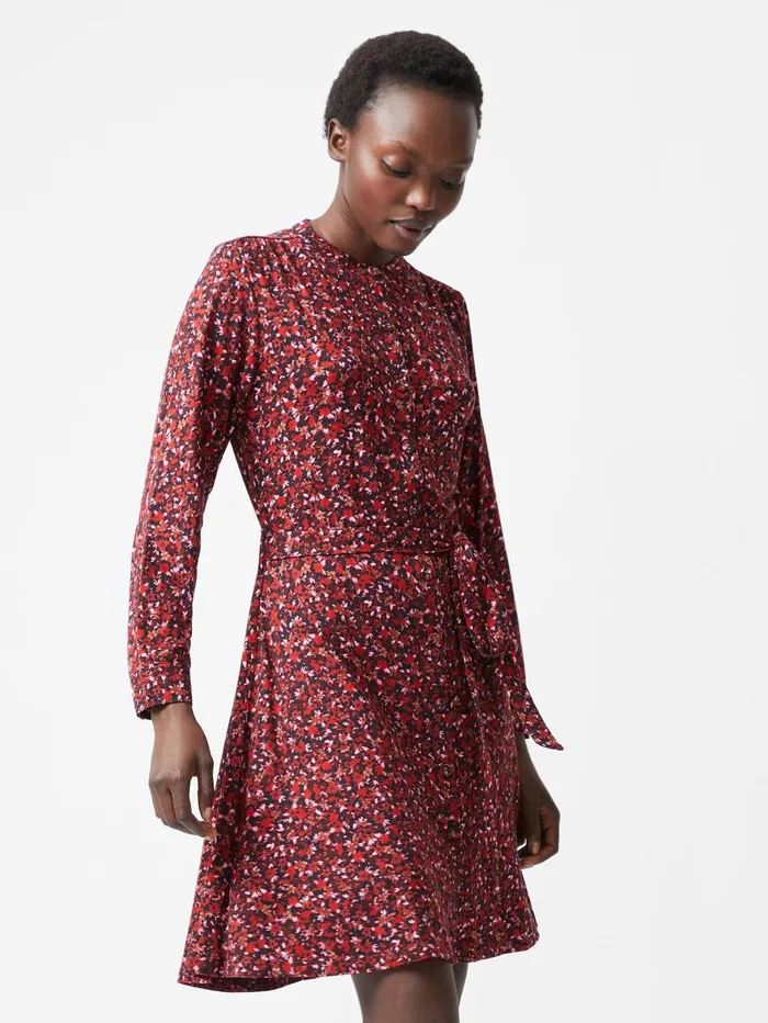 French Connection Clara Henley Jersey Floral Shirt Dress Blackout Multi Woman Dresses French Connection Clara Henley Jersey Floral Shirt Dress Blackout Multi Woman Dresses