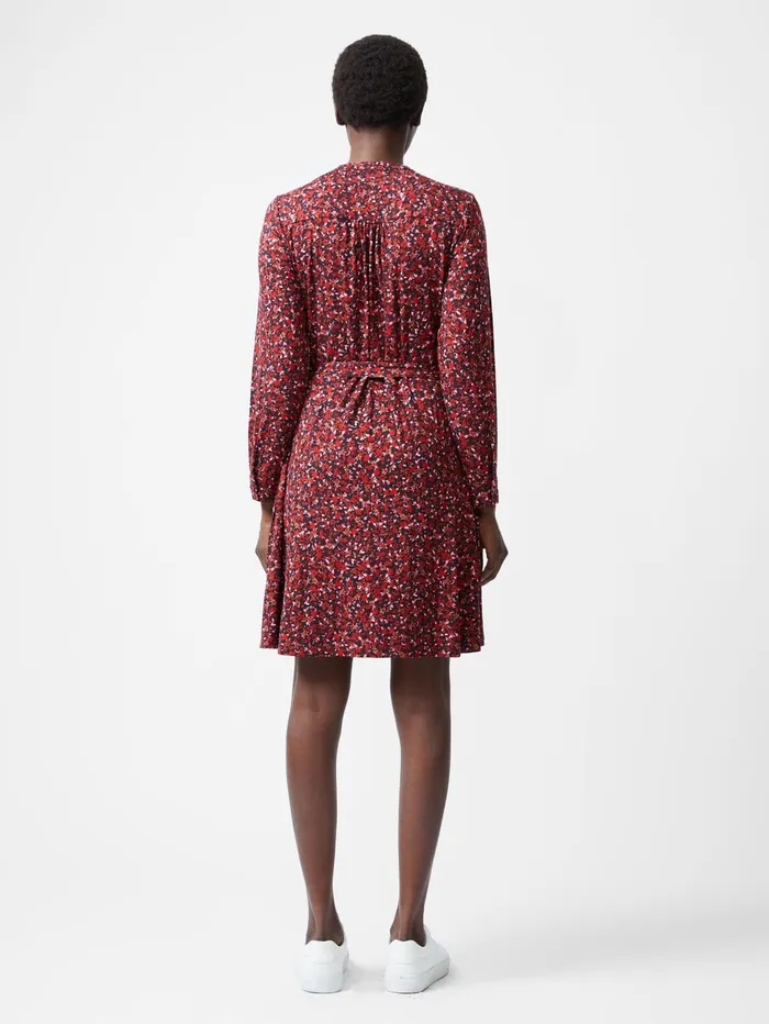 French Connection Clara Henley Jersey Floral Shirt Dress Blackout Multi Woman Dresses