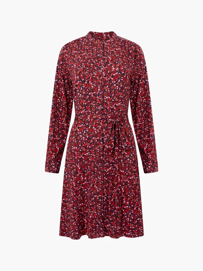 French Connection Clara Henley Jersey Floral Shirt Dress Blackout Multi Woman Dresses