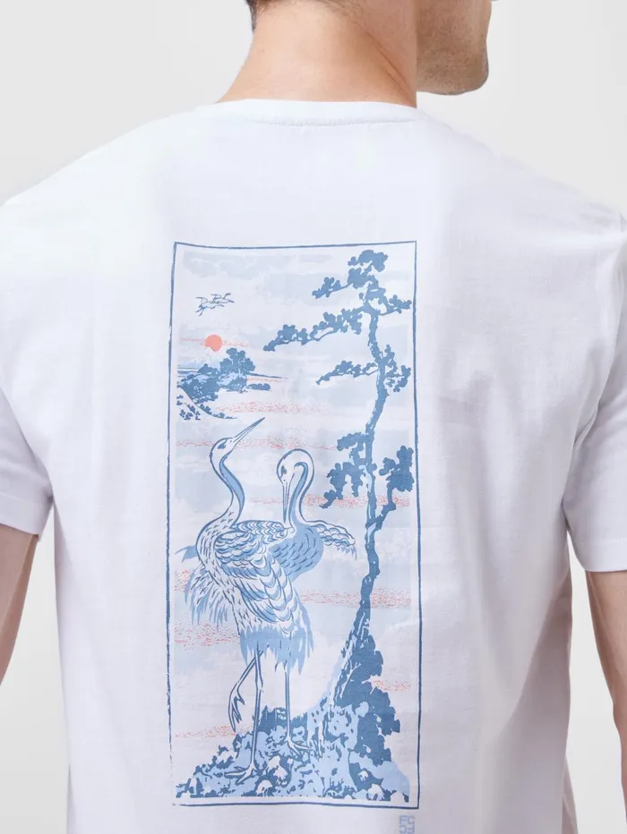 French Connection Cormorant Organic Graphic TShirt White Man TShirts and Polo Shirts