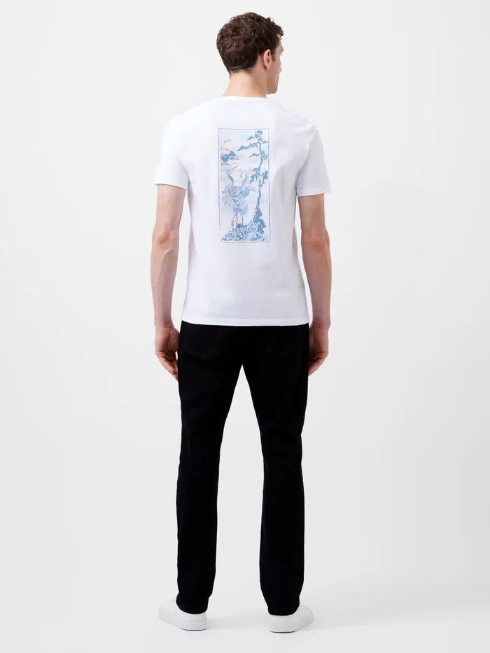 French Connection Cormorant Organic Graphic TShirt White Man TShirts and Polo Shirts