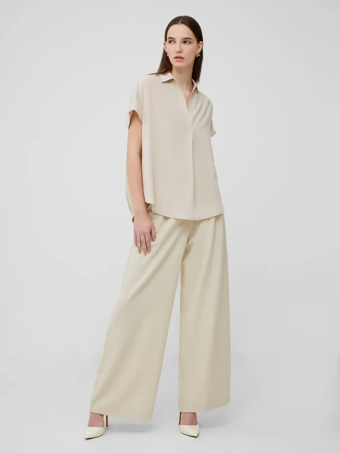 French Connection Crepe Light Recycled Popover Shirt Silver Lining Woman Tops