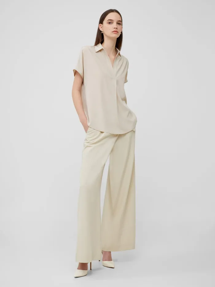 French Connection Crepe Light Recycled Popover Shirt Silver Lining Woman Tops