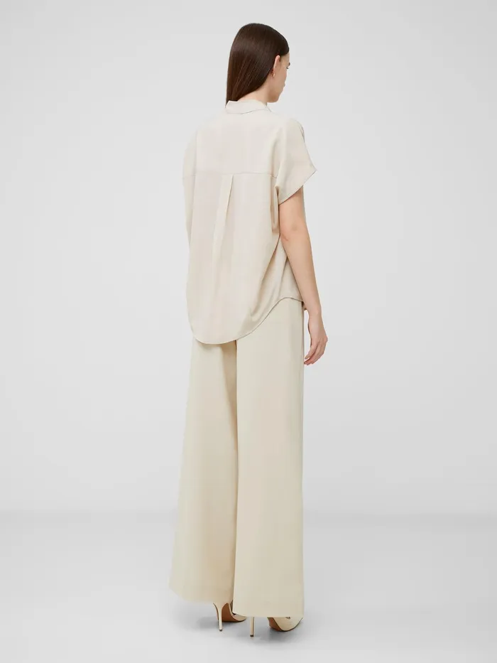 French Connection Crepe Light Recycled Popover Shirt Silver Lining Woman Tops