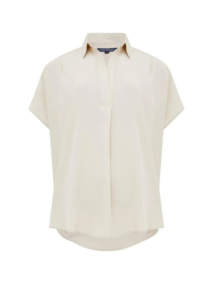French Connection Crepe Light Recycled Popover Shirt Silver Lining Woman Tops