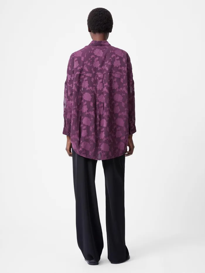 French Connection Devore Satin Popover Shirt Blackberry Woman Tops