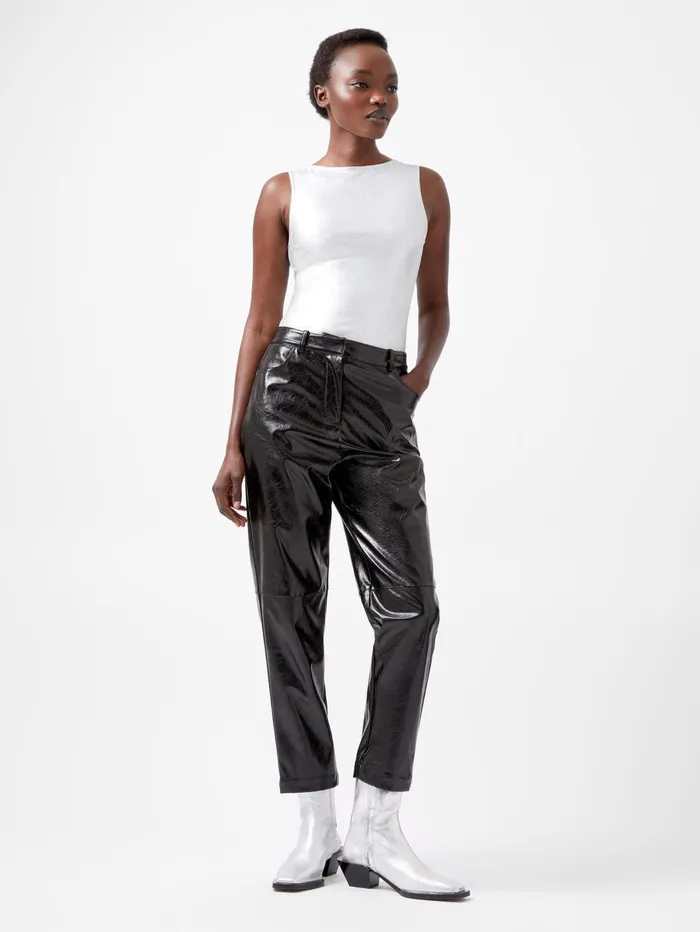 French Connection Emmett PU Tapered Trousers Blackout Woman Trousers