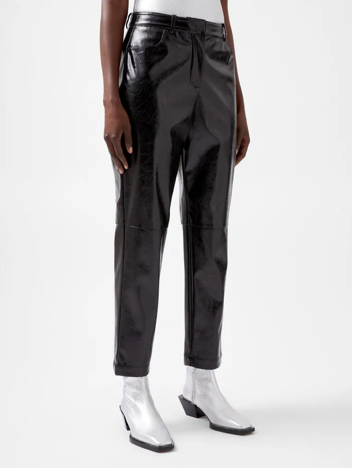 French Connection Emmett PU Tapered Trousers Blackout Woman Trousers