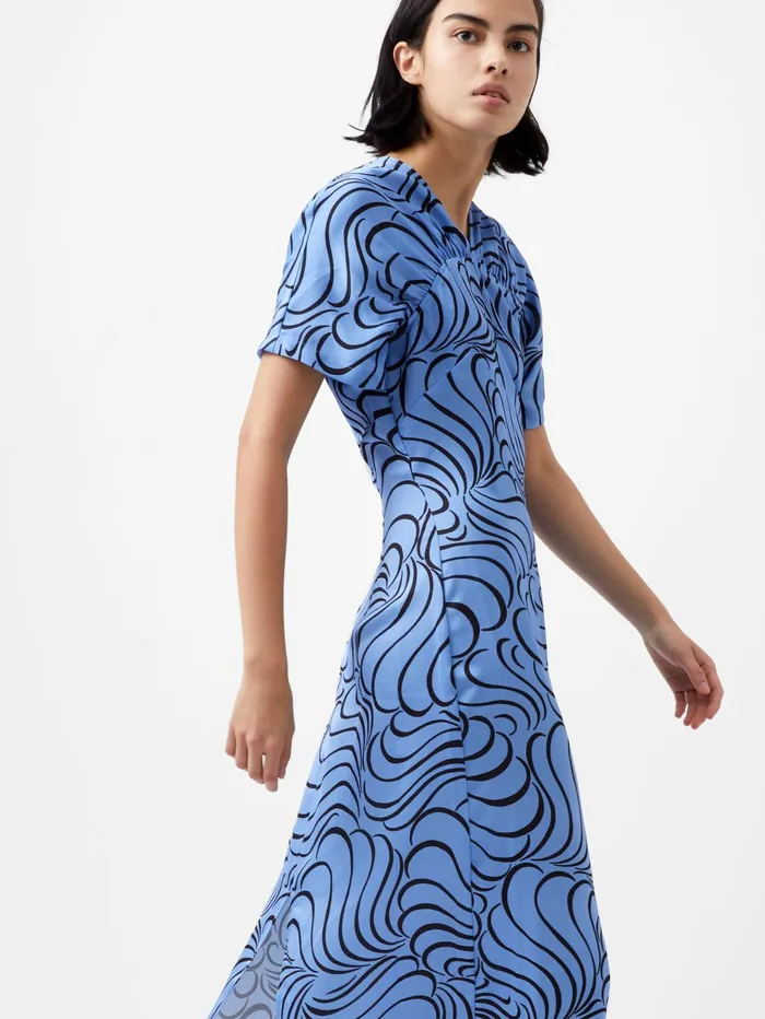 French Connection Felecia Eliza Dress Dusted BlueBlackout Woman Dresses