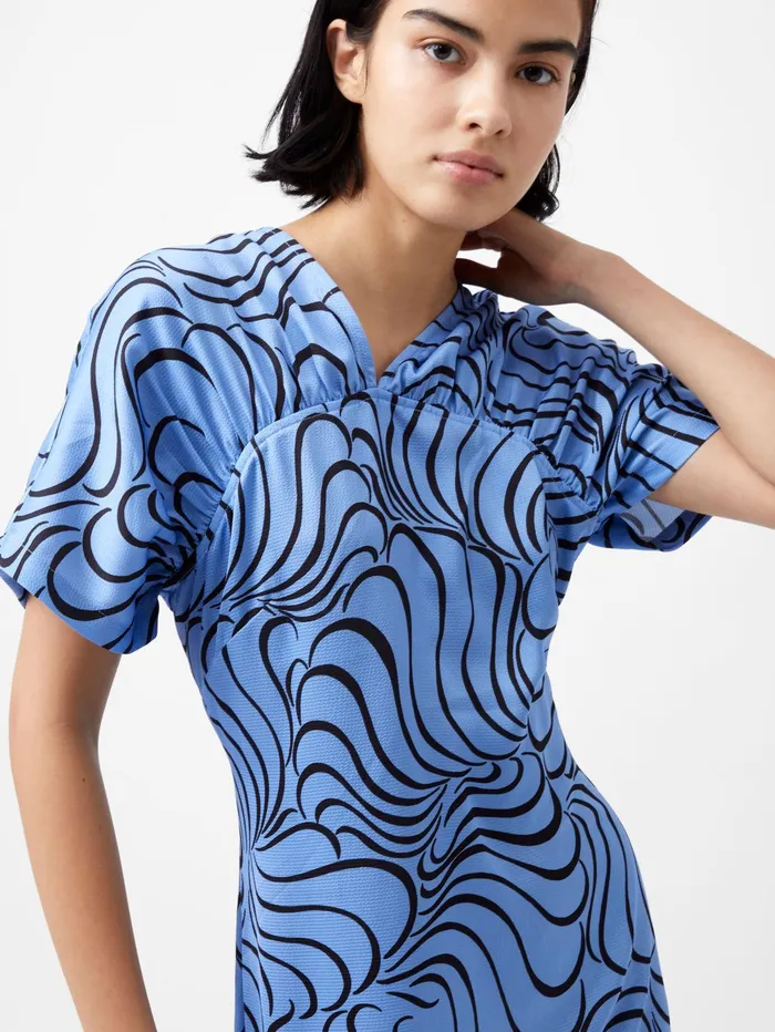French Connection Felecia Eliza Dress Dusted BlueBlackout Woman Dresses