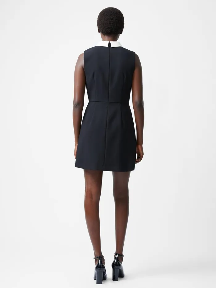 French Connection Gemma Collared Tie Sleeveless Mini Dress BlackoutWhite Woman Dresses