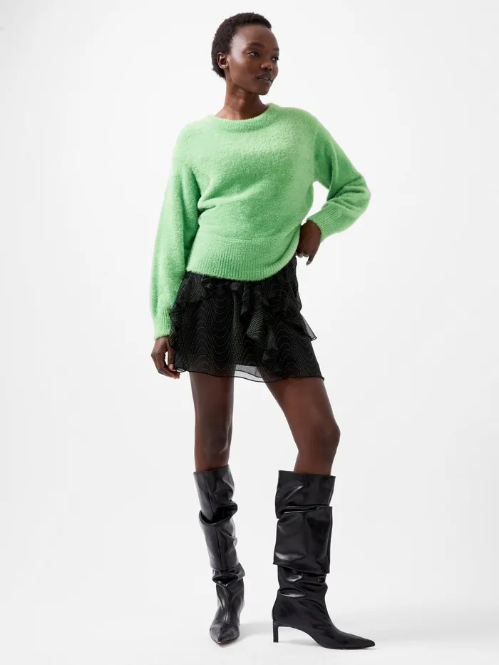 French Connection Jacelin Fluffy Crew Neck Jumper 8211 Vivid Green Woman Jumpers and Cardigans