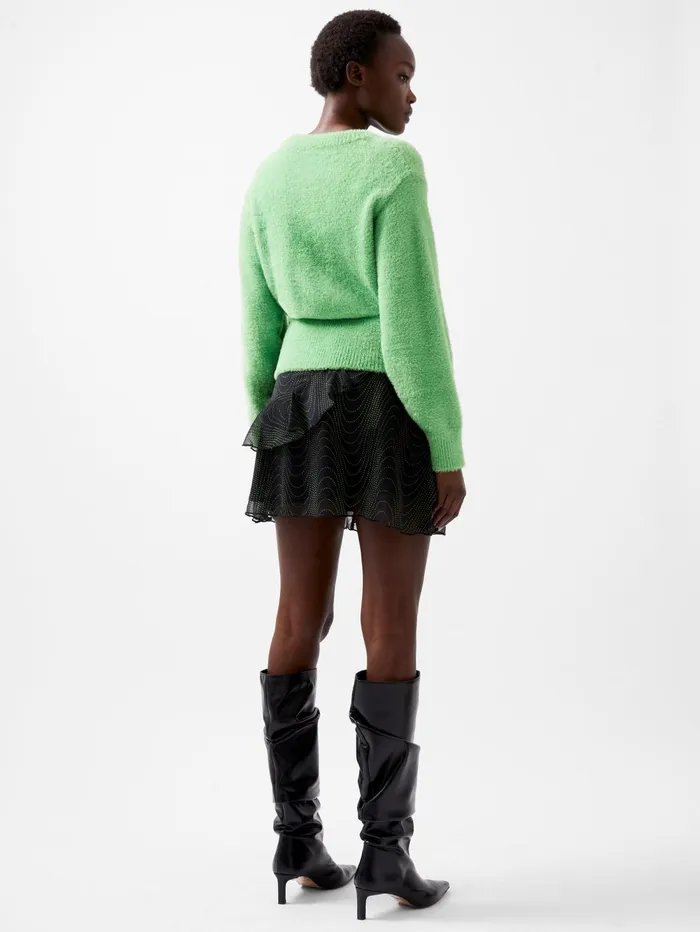 French Connection Jacelin Fluffy Crew Neck Jumper 8211 Vivid Green Woman Jumpers and Cardigans