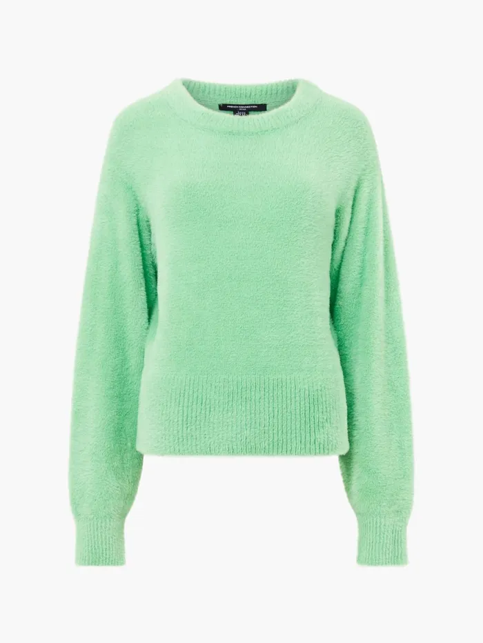 French Connection Jacelin Fluffy Crew Neck Jumper 8211 Vivid Green Woman Jumpers and Cardigans