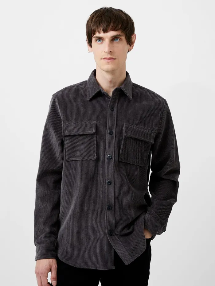 French Connection Jumbo Cord Shirt Dark Grey Man Shirts